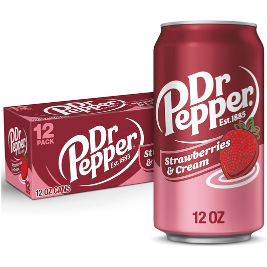 Dr Pepper Strawberry Cream Soda, 12 fl oz, 12 Pack Cans - Dr. Pepper