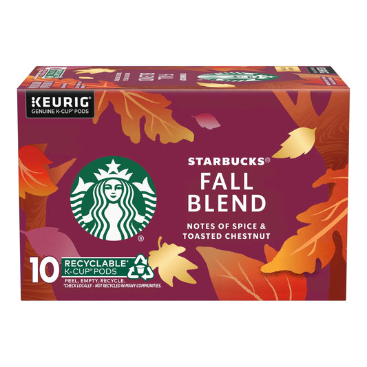 Starbucks K-Cup Coffee Pods, Medium Roast Coffee for Keurig Coffee Makers, Fall Blend, 100% Arabica, Limited Edition, 1 Box (10 Pods)