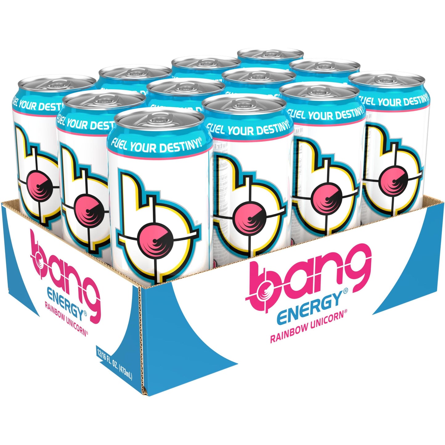 Bang Energy Rainbow Unicorn Flavor, Sugar-Free Energy Drink, 16 Fl Oz (Set of 12)