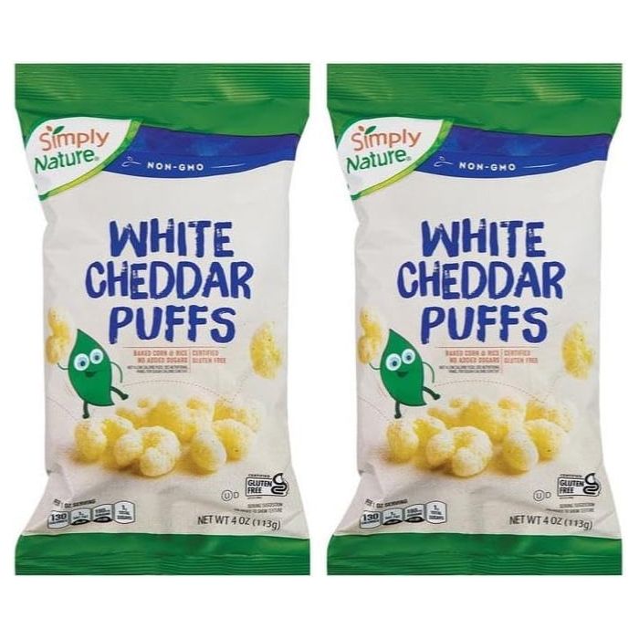 Simply Nature White Cheddar Puffs 4oz 2-pack (8 oz total) | Gluten-free, Non-GMO, No Artificial Flavors or Colors