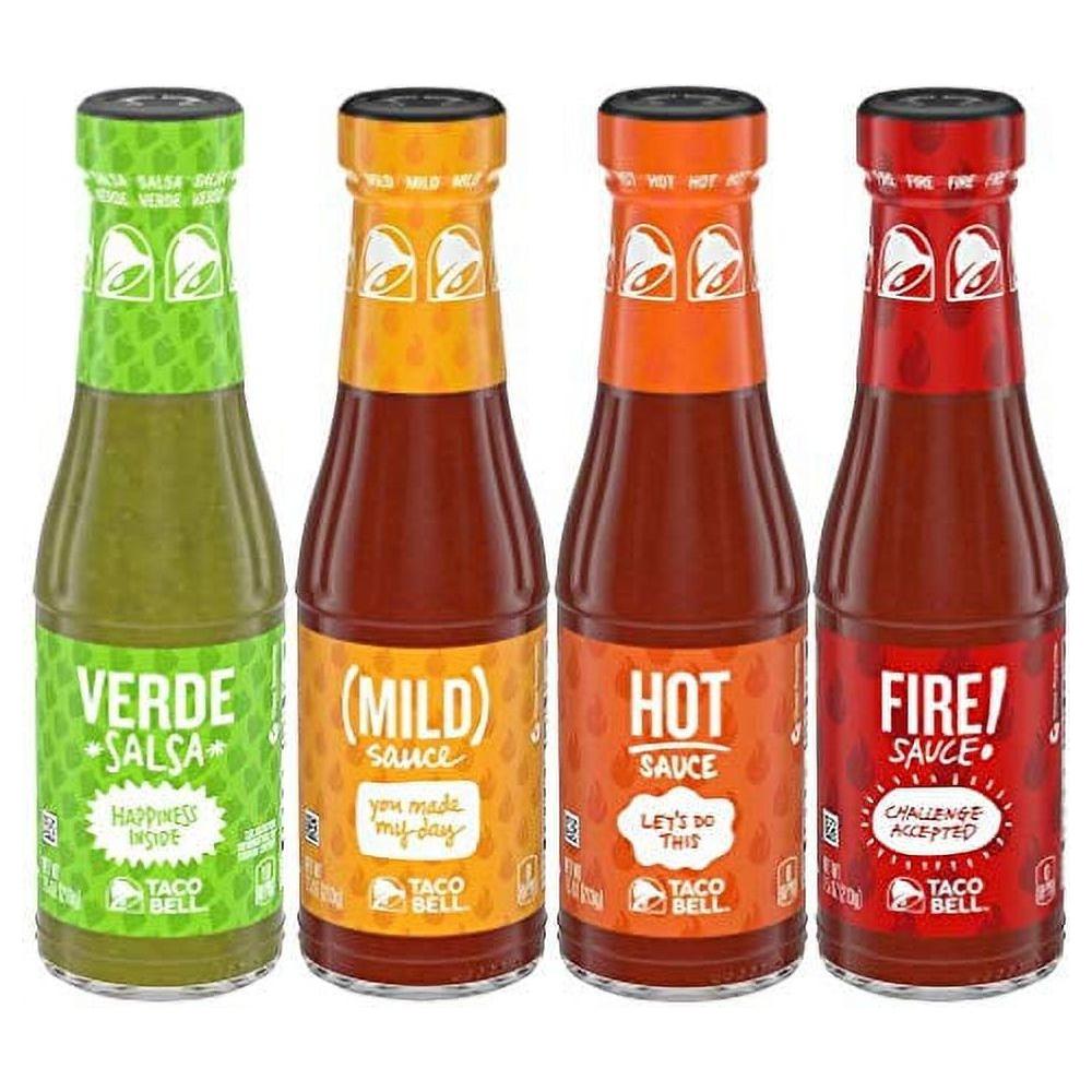 Taco Bell Condiment Sauce Assortment - 4 Pack: Verde, Mild, Hot, and Fire - Taco Bell