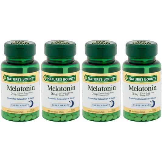 Nature's Bounty Melatonin 5mg, 90 Softgels Each - 4 Pack