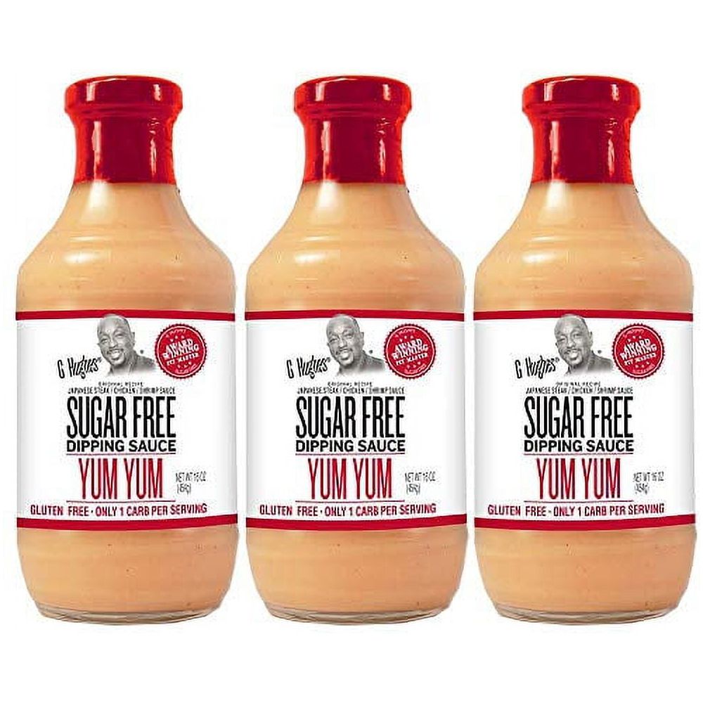 G Hughes Keto-Friendly Sugar-Free Yum Yum Sauce - 3-Pack of Gluten-Free 16 Oz Dipping Sauces for Low Carb Diets