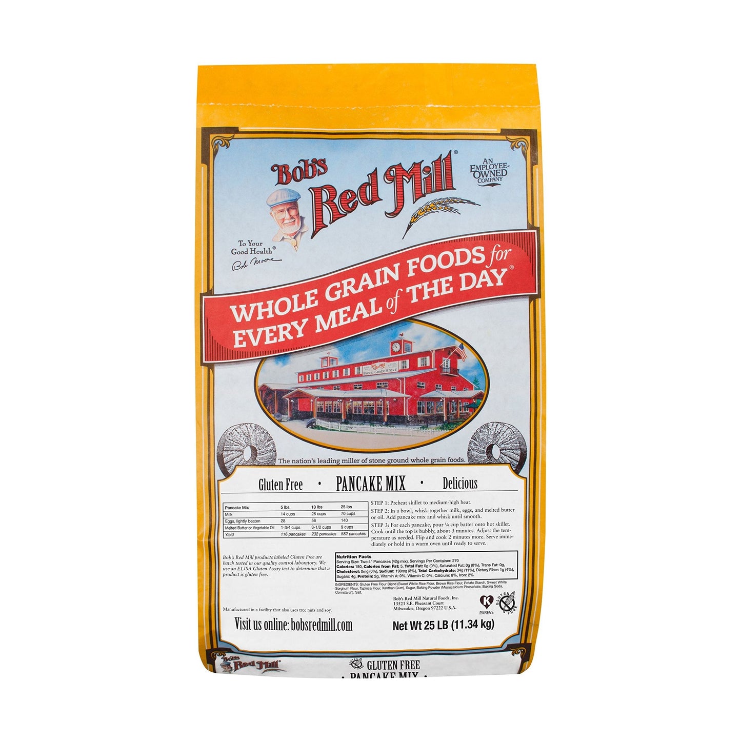 Bob's Red Mill 25 lb Gluten-Free Pancake & Waffle Mix – Whole Grain, Yields Approximately 540 Pancakes