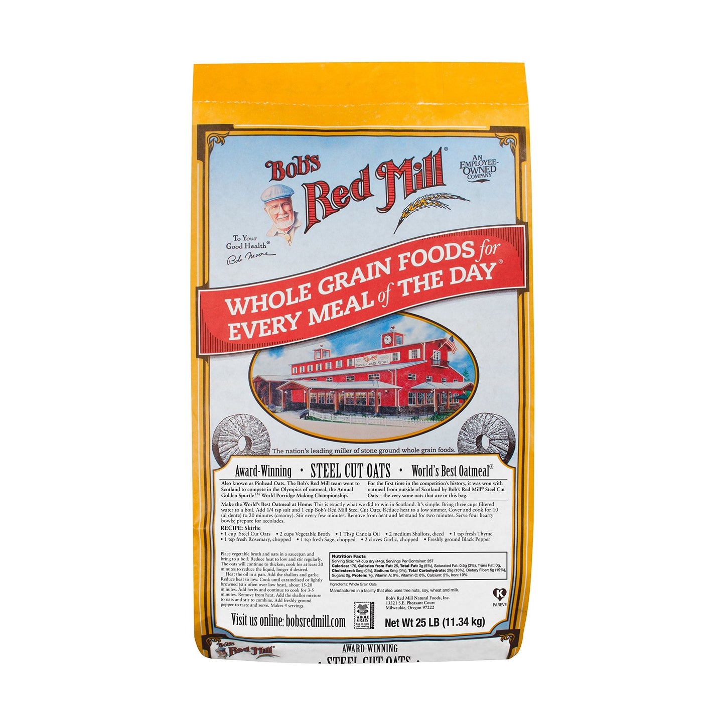 Bob's Red Mill 25LB Steel Cut Oats - World Champion Whole Grain Goodness