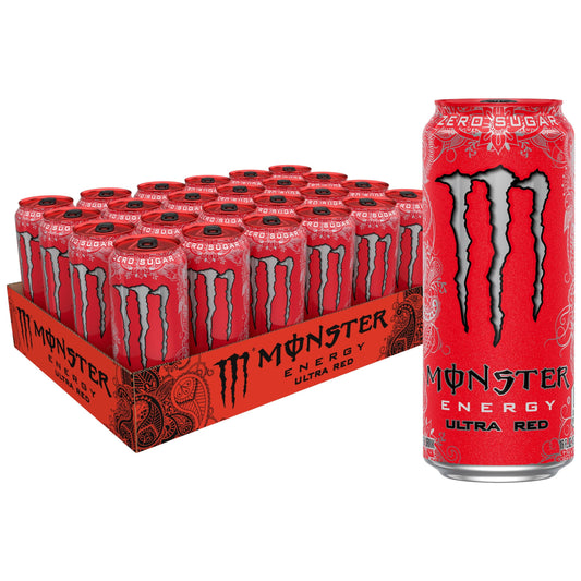 Monster Ultra Red Sugar-Free Energy Drink - 24 Cans of 16 fl oz Refreshing Flavor