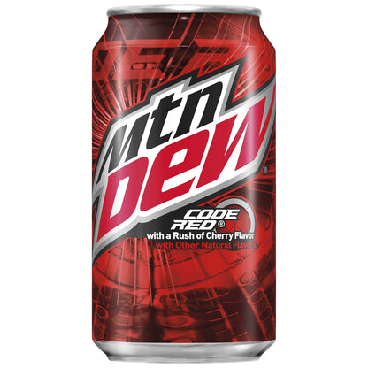 Mountain Dew Code Red Cherry Flavored Soda, 12 Oz Cans - 12 Pack