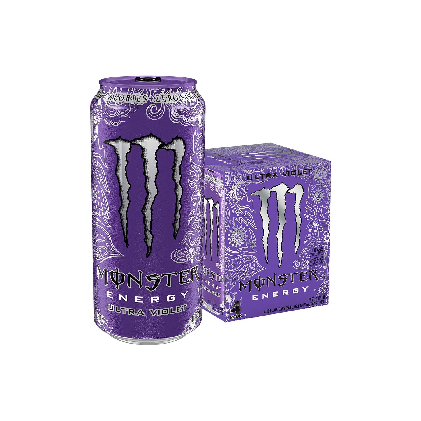 Monster Energy Ultra Violet, Sugar-Free Energy Drink, 16 oz Cans - 4 Pack