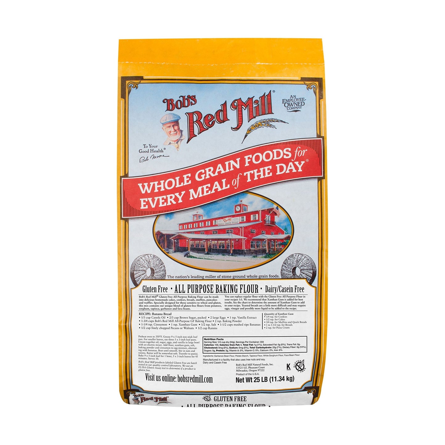 Bob's Red Mill Gluten Free All Purpose Flour, 25 lb Bulk Bag