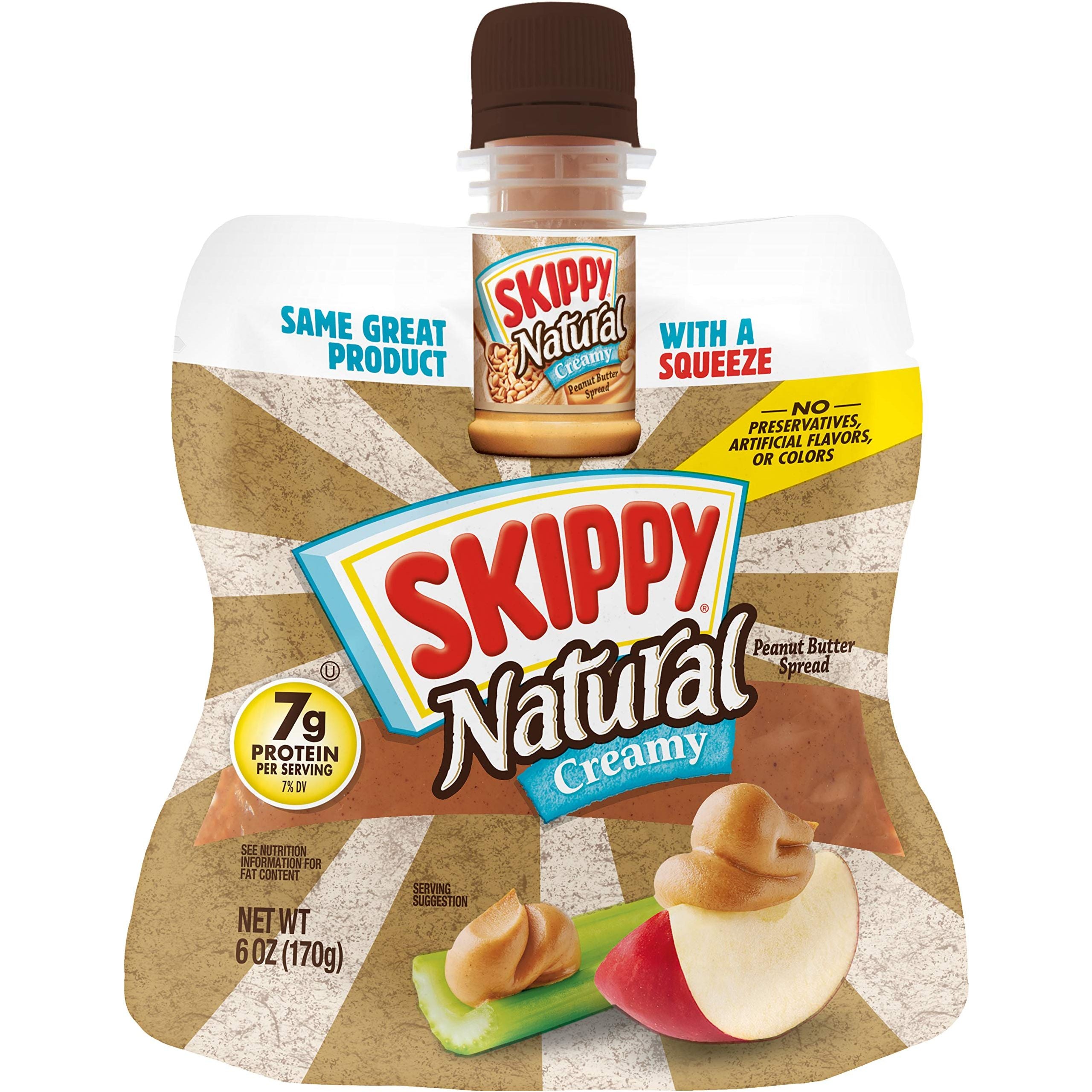 SKIPPY Natural Creamy Peanut Butter Squeeze Bottle, 6 oz - Skippy