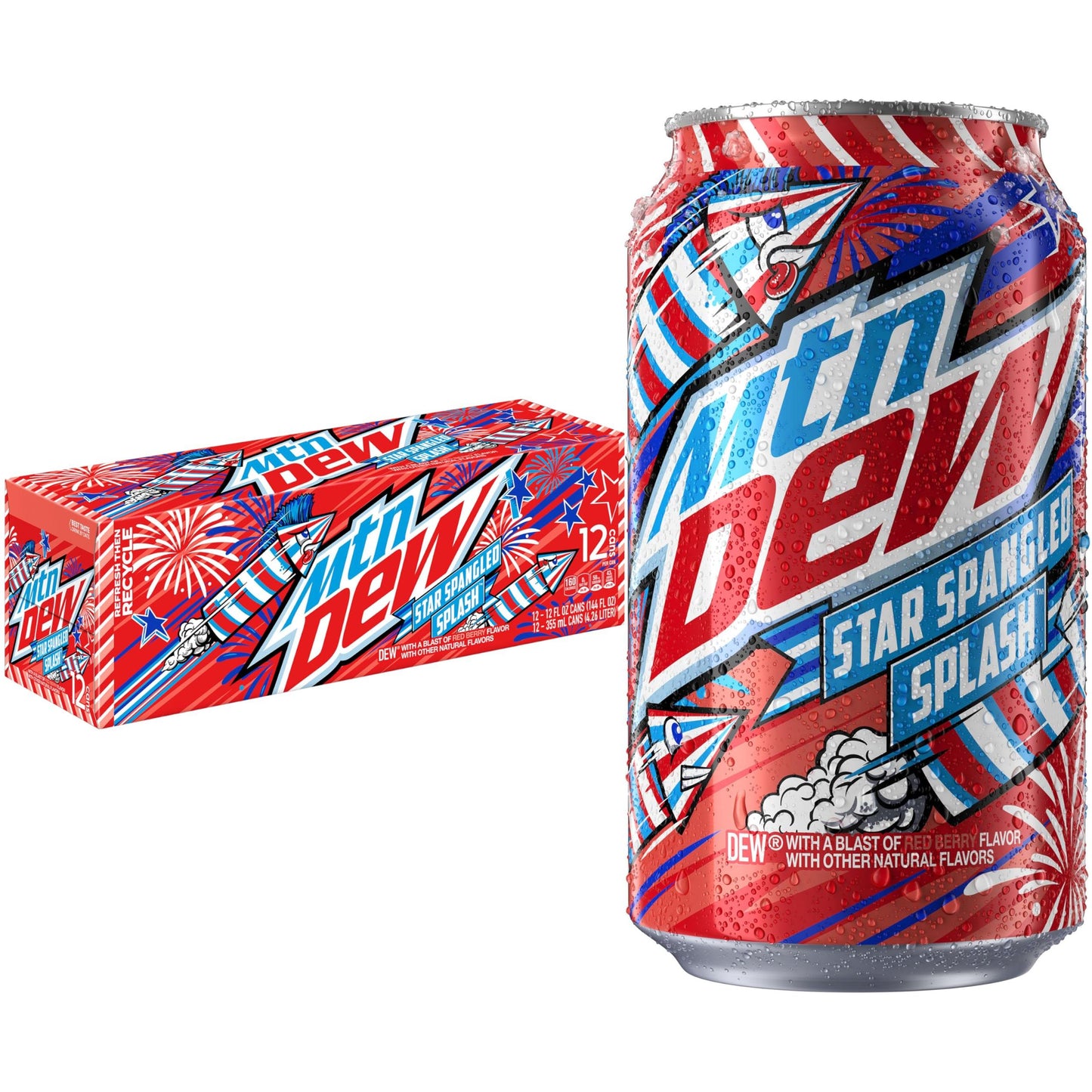 Mountain Dew Star Spangled Splash Soda, 12oz 12 pack