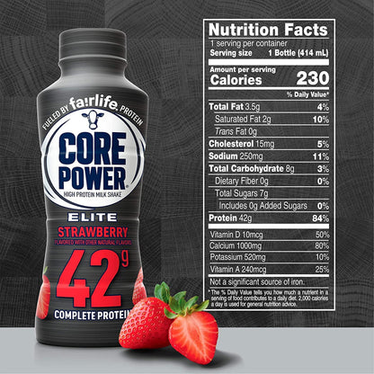 Fairlife Core Power Elite Strawberry Protein Shake, 14 fl oz (Pack of 6)