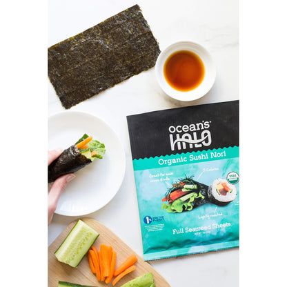 Ocean's Halo, Sushi Nori Seaweed, Organic, Vegan, Perfect Paper for Wraps, Shelf-Stable, 1 oz.