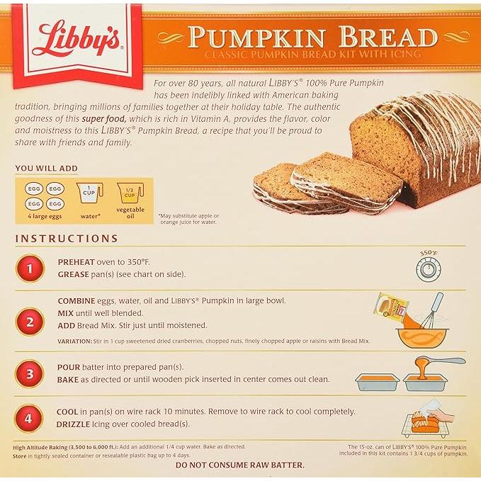 Libby's Pumpkin Bread Kit with Icing, 56.1 Ounce (Pack of 2) - Libby's