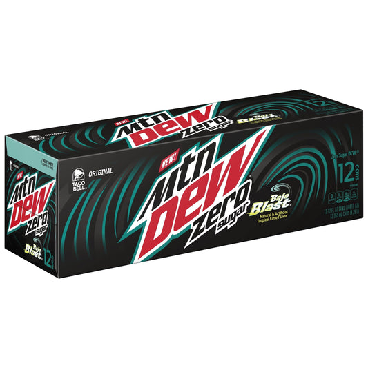 Mountain Dew Zero Sugar Baja Blast Tropical Citrus Lime Soda, 12 fl oz Cans - 12 Pack - Mountain Dew