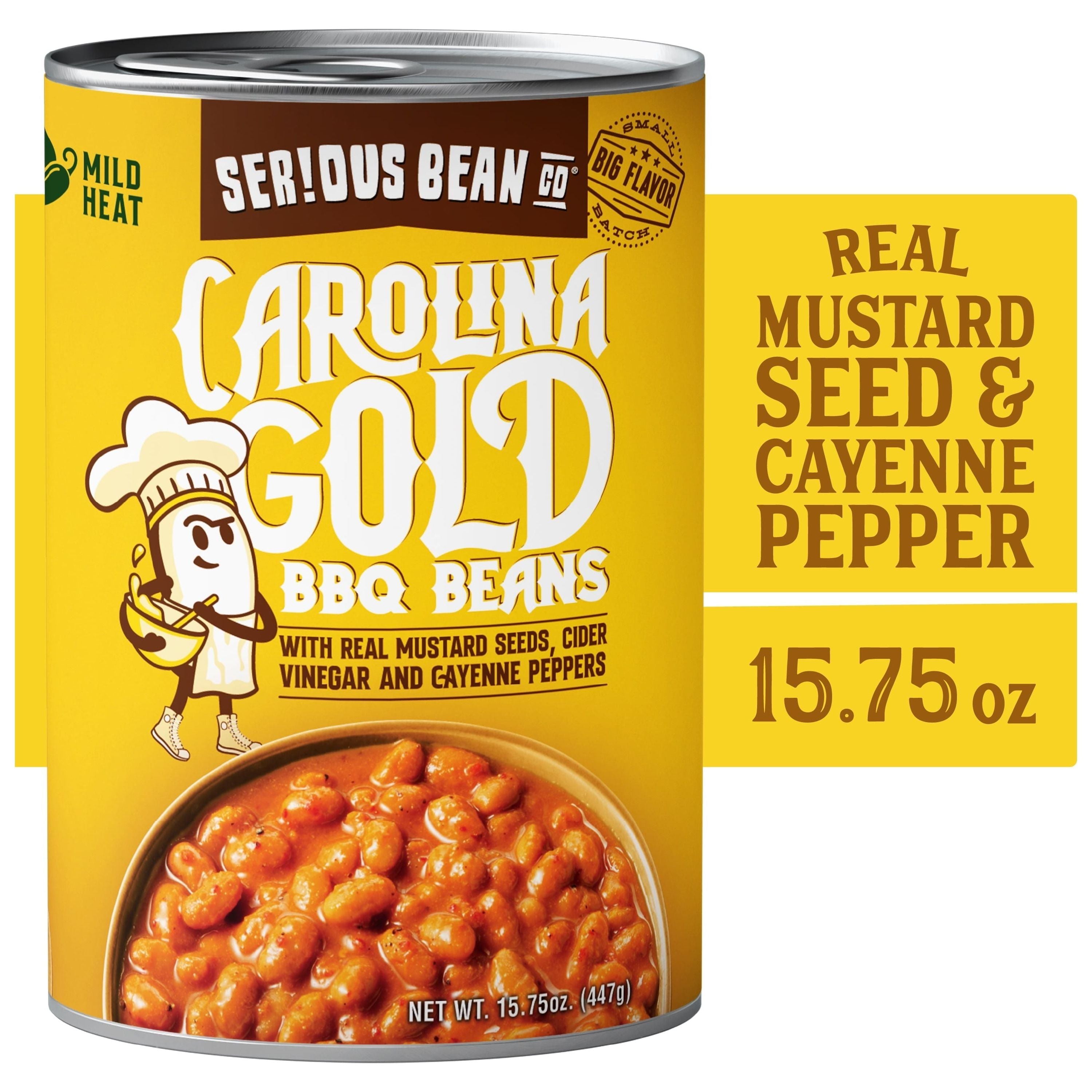 Carolina Gold BBQ Beans by Serious Bean Co, Mildly Spicy, Gluten-Free, 15.75 oz Can - Serious Bean Co.