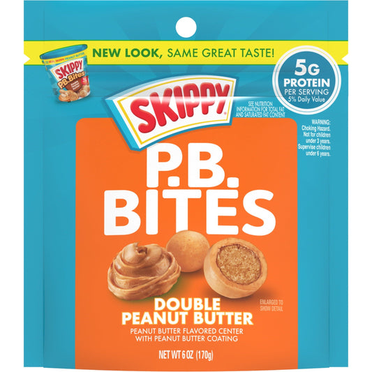 SKIPPY Double Decker Peanut Butter Bites Snack, 6 oz Resealable Pack