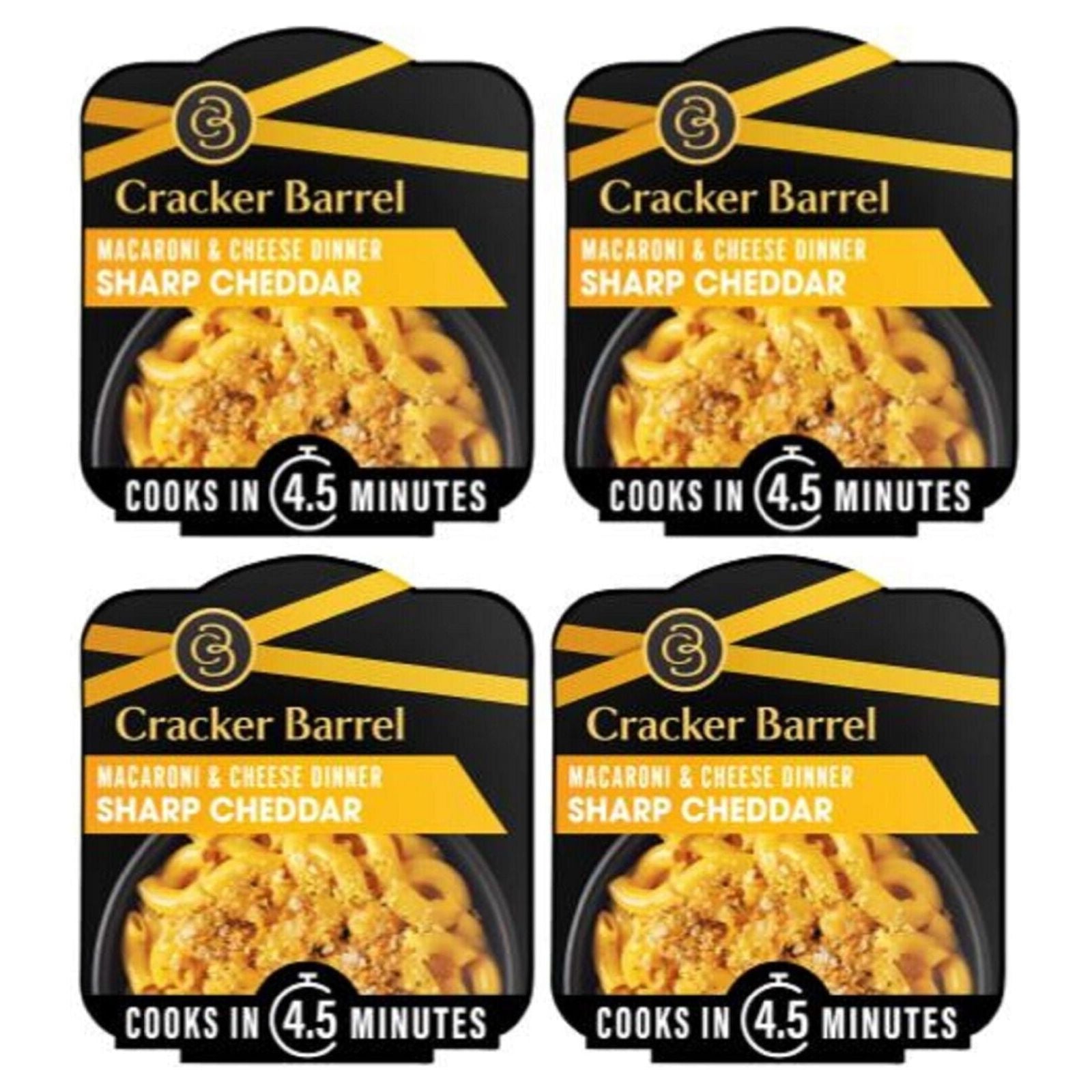 Cracker Barrel Sharp Cheddar Mac & Cheese Instant Meal 4 Pack - 3.8 oz Bowls - Cracker Barrel