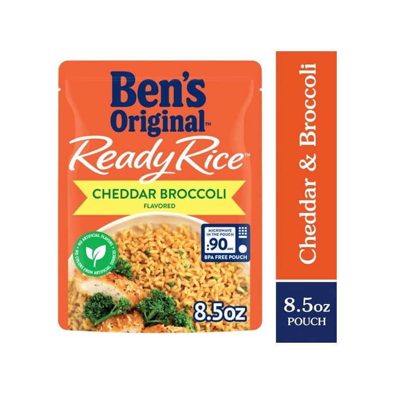 Ben's Original Cheddar Broccoli Ready Rice - Quick and Convenient Dinner Side, 8.5 Ounce Pouch - 2 Pack