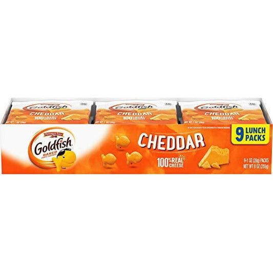 Cheddar Goldfish Crackers Snack Packs, 1 oz Each, 9-Pack Tray