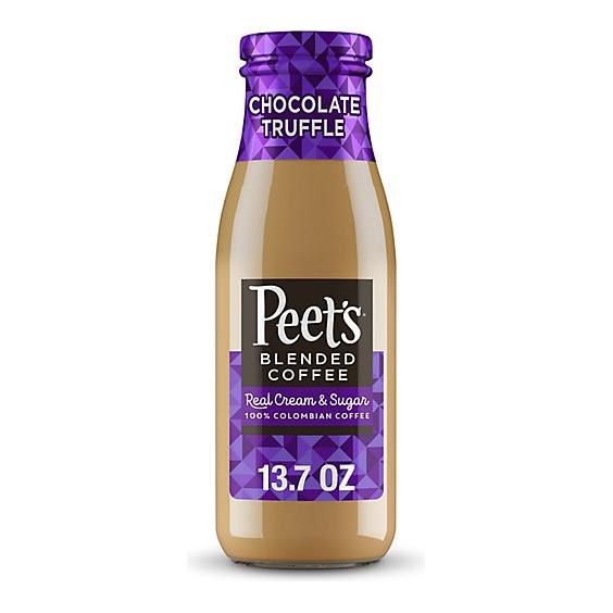 4 Pack-Peet's Coffee Glass Bottle Variety Pack, Chocolate Truffle, Vanilla Creme, Coffee and Creme, Caramel Dulce, 13.7oz Glass Bottles