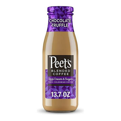 4 Pack-Peet's Coffee Glass Bottle Variety Pack, Chocolate Truffle, Vanilla Creme, Coffee and Creme, Caramel Dulce, 13.7oz Glass Bottles