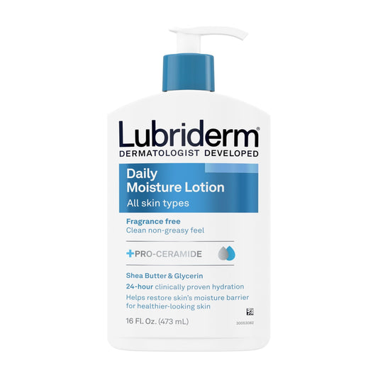 Lubriderm Daily Moisture Full Body Lotion, Fragrance-Free Moisturizer, 16 oz