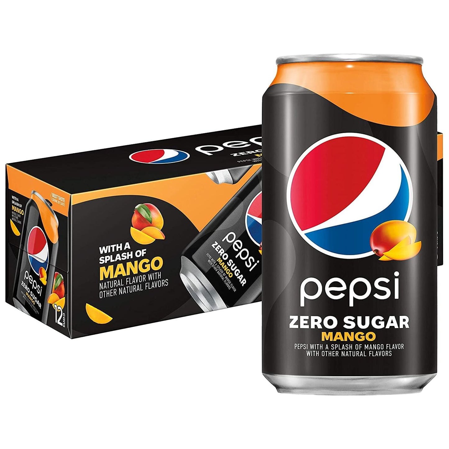 Pepsi Zero Sugar Mango Flavor - 12oz Cans, Pack of 12