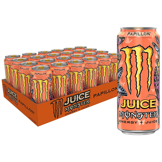 Monster Energy Juice Monster, Papillon Flavor, 16 Fl oz - 24 Pack of Energizing Juice Cans