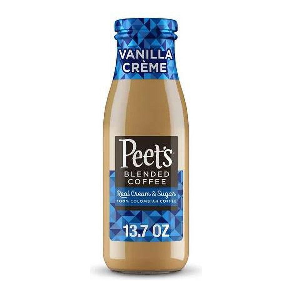 12 Pack-Peet's Coffee Vanilla Cream Iced Coffee 13.7oz Glass Bottles