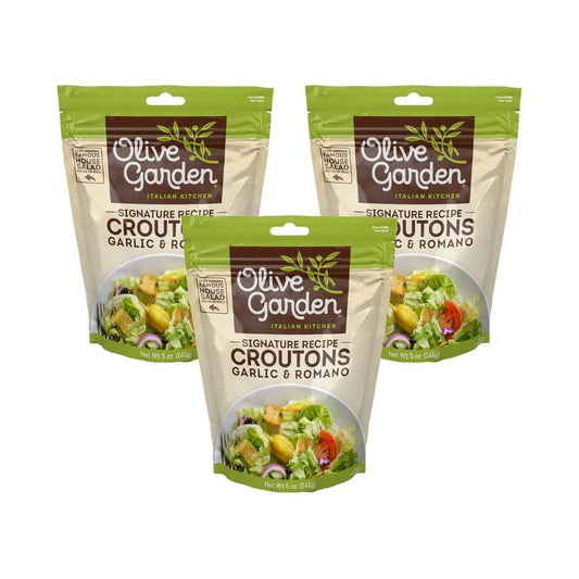 Olive Garden Garlic & Romano Seasoned Croutons - 5 Ounce Bag (Set of 3)