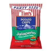 Tim's Cascade Snacks Gluten-Free Jalapeno Potato Chips, Party Size, 13 oz Bag