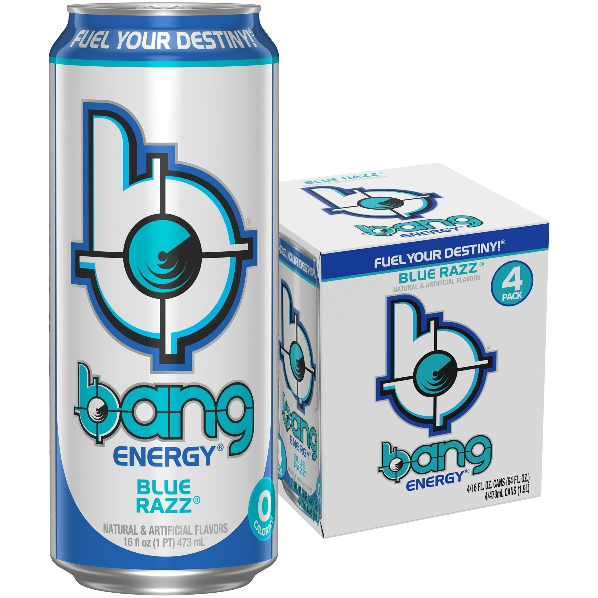 BANG Energy Drink, Blue Raspberry Blast, 16 oz, Pack of 4 - Bang Energy