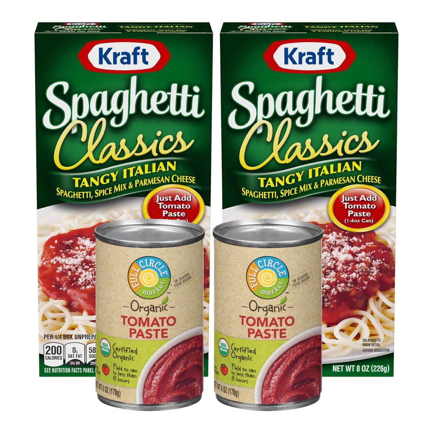 Kraft Foods Classics Tangy Italian Spaghetti Meal Kit with Full Circle Organic Tomato Paste Bundle - Kraft