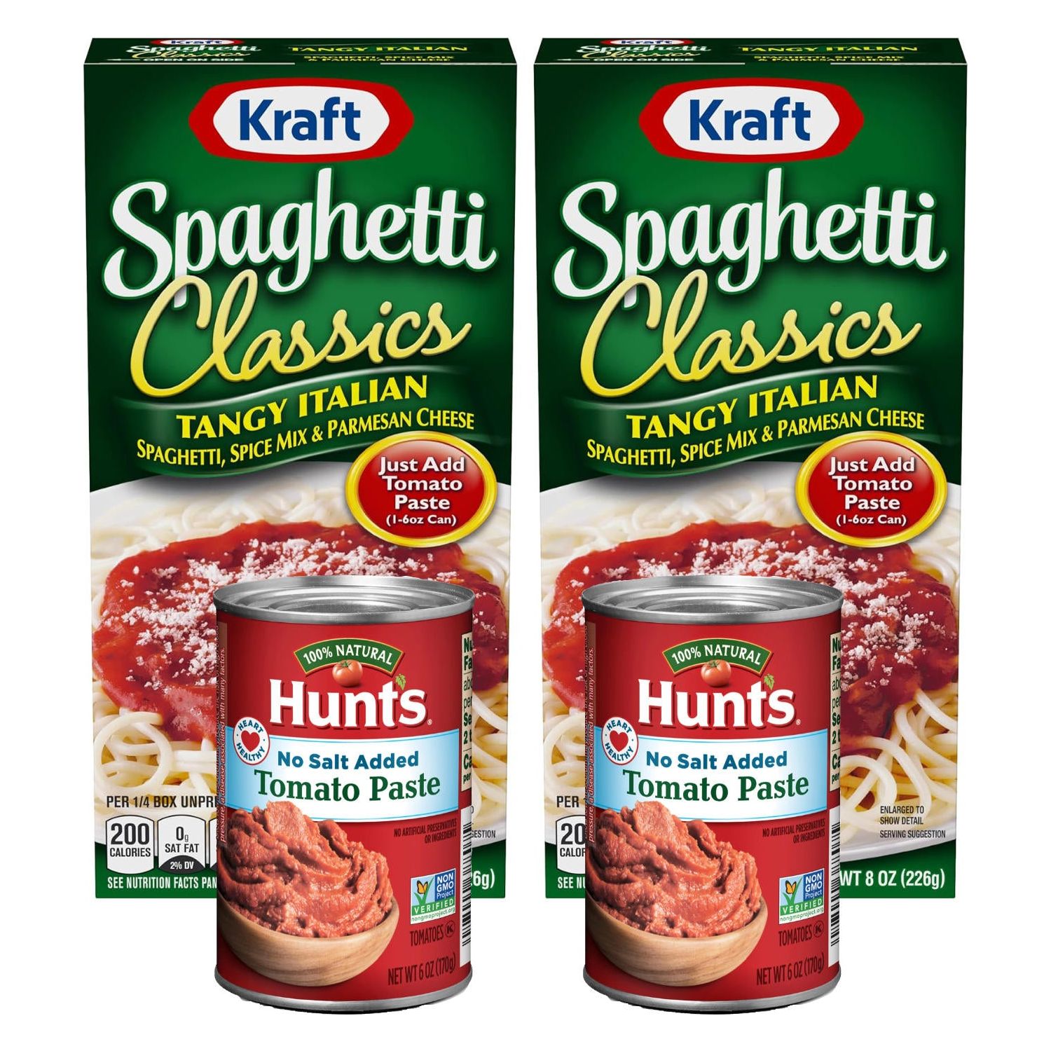 Kraft Foods Tangy Italian Spaghetti Meal Kit with Hunts No Salt Added Tomato Paste Bundle - Kraft