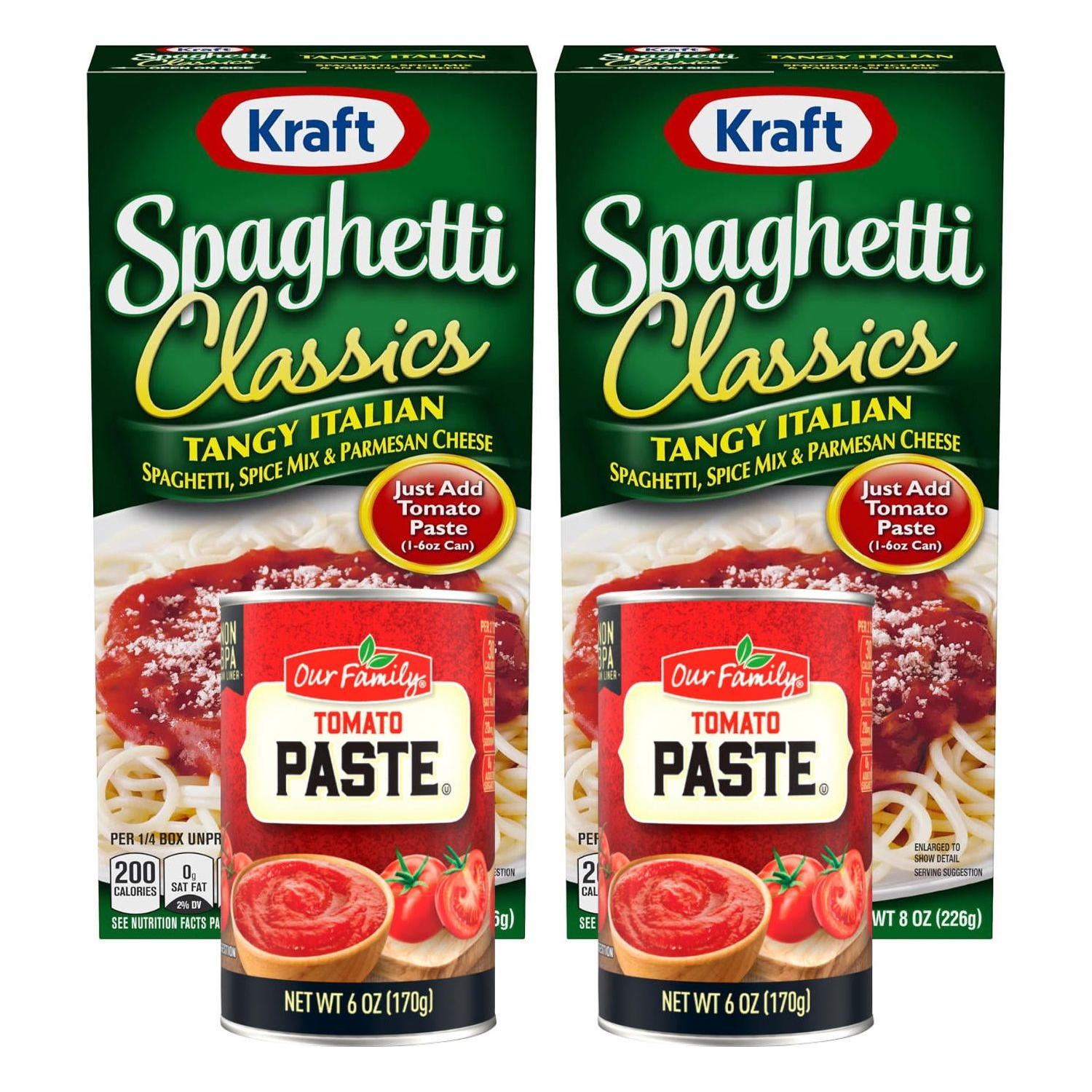 Kraft Foods Classics Tangy Italian Spaghetti Meal Kit & Tomato Paste Bundle (2-Pack) - Kraft