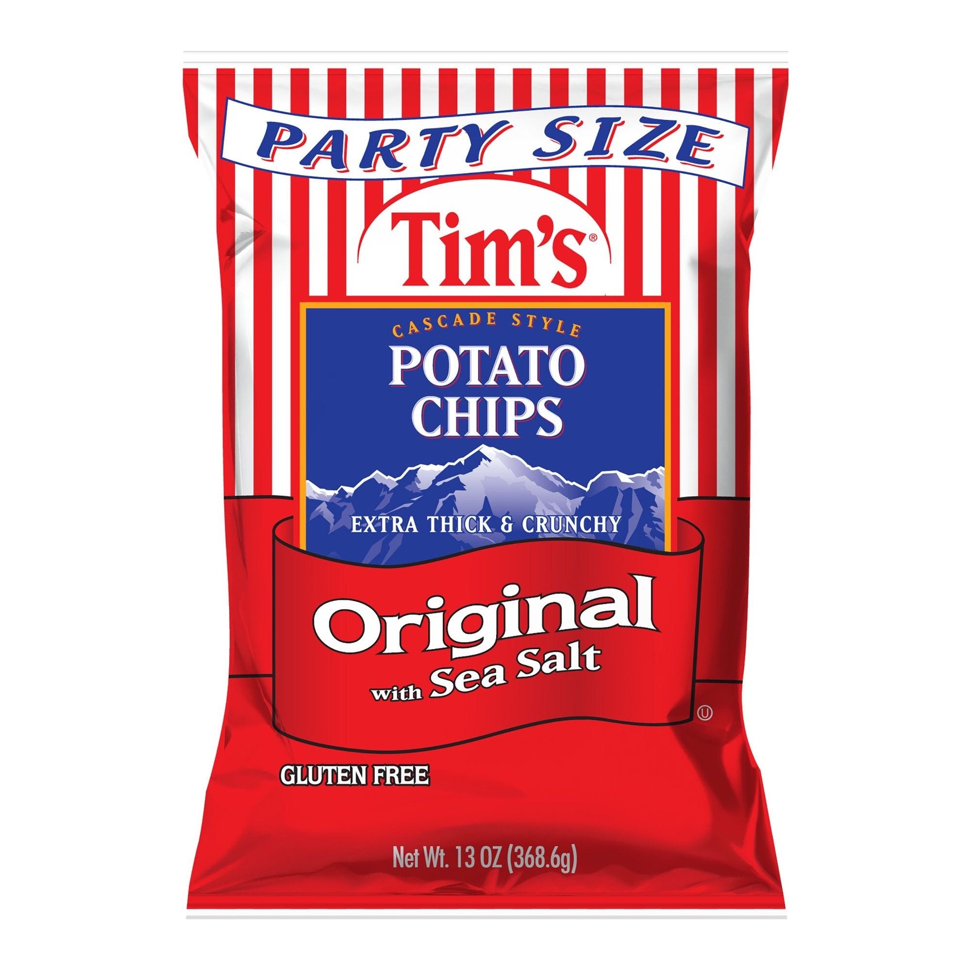 Tim's Cascade Snacks Original Sea Salt Cascade Style Potato Chips, Gluten-Free, Family Size, 13 oz - Tim's