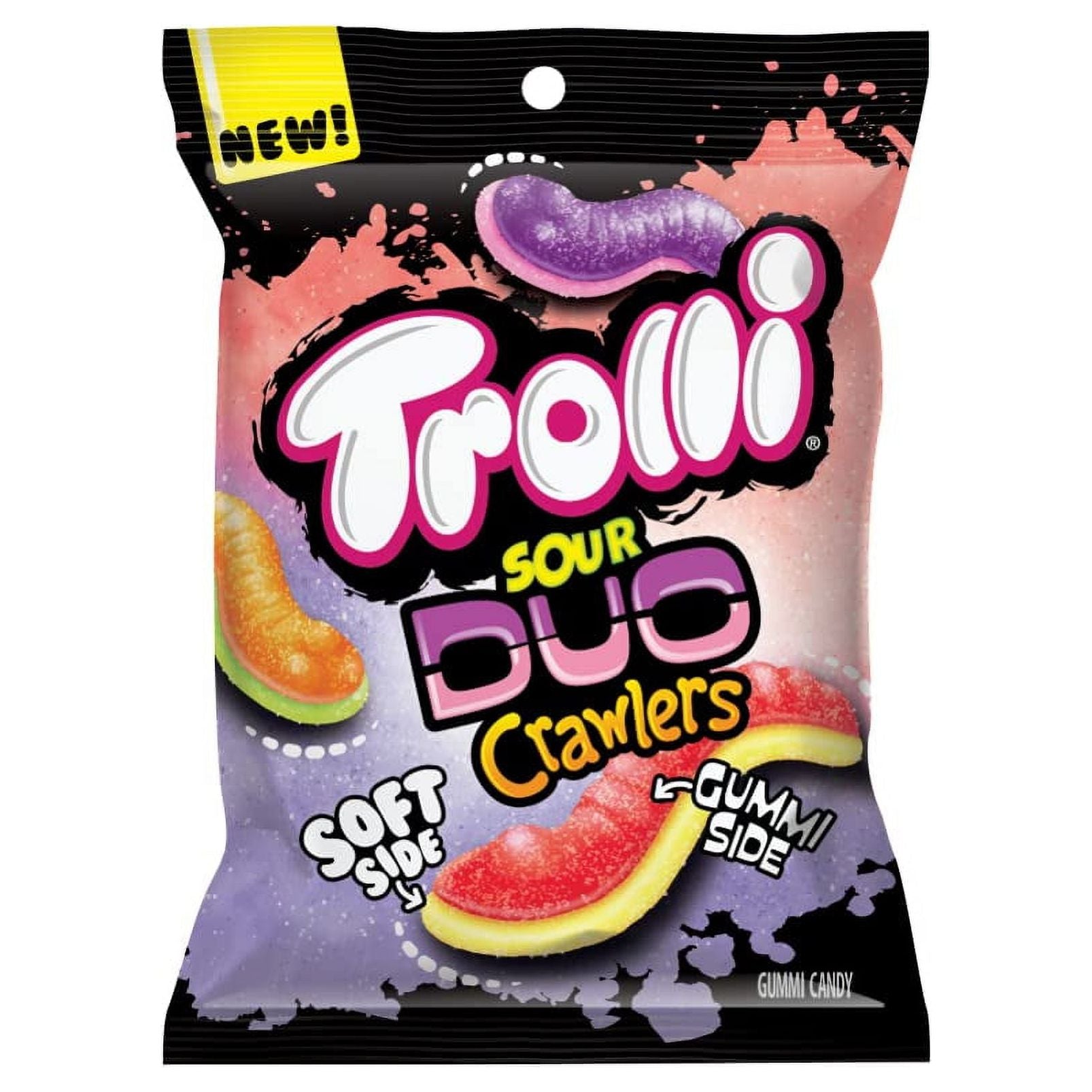 Trolli Sour Brite Duo Crawlers  Gummy Worm Candy (Pack of 6) - Trolli