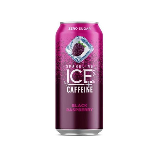 Raspberry Sparkling Ice Plus Caffeine 16 oz Beverage, Black - 12-Pack