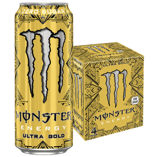 Monster Energy Ultra Gold - Sugar-Free Energy Drink, 16 oz Cans, Pack of 4