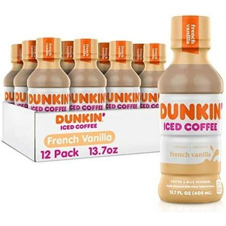 Dunkin Donuts Iced Coffee, French Vanilla, 13.7 Fluid Ounce (Pack Of 12) - Dunkin