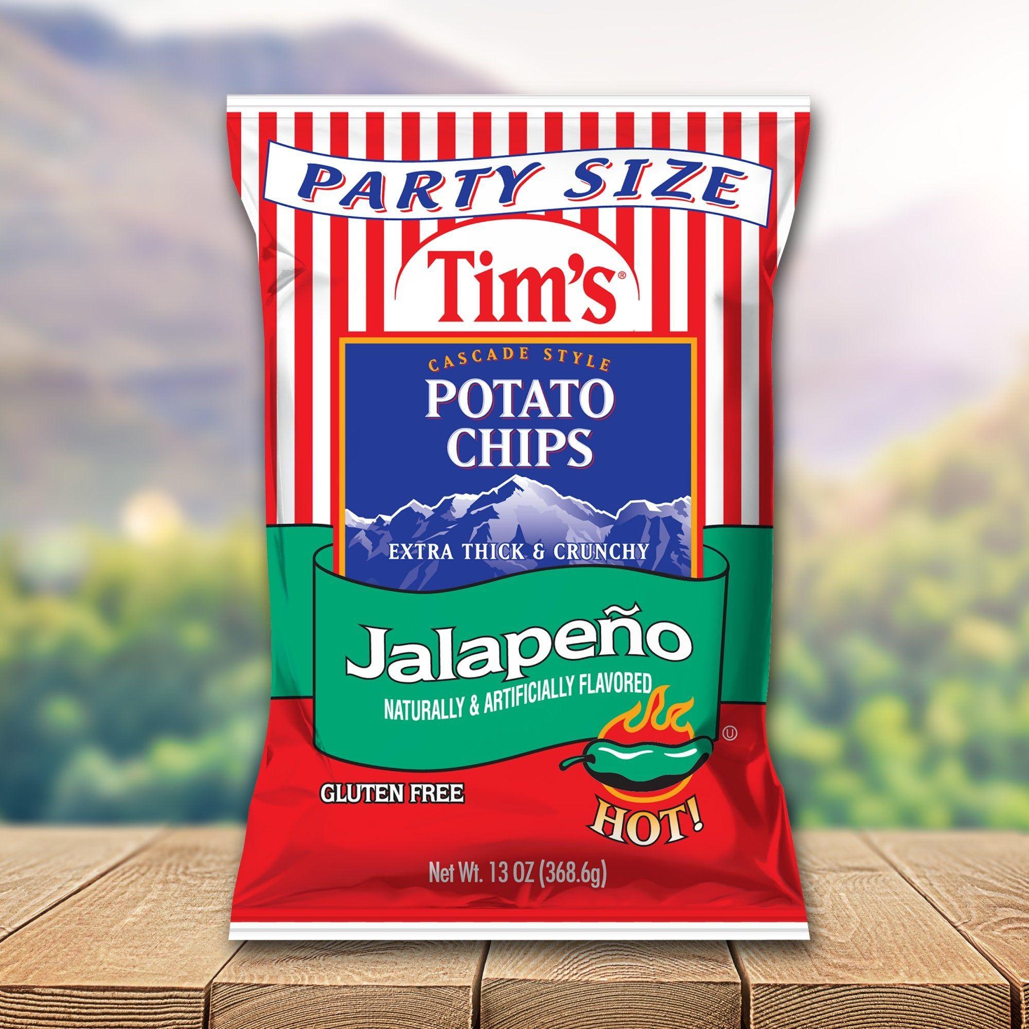 Tim's Cascade Snacks Gluten-Free Jalapeno Potato Chips, Party Size, 13 oz Bag - Tim's