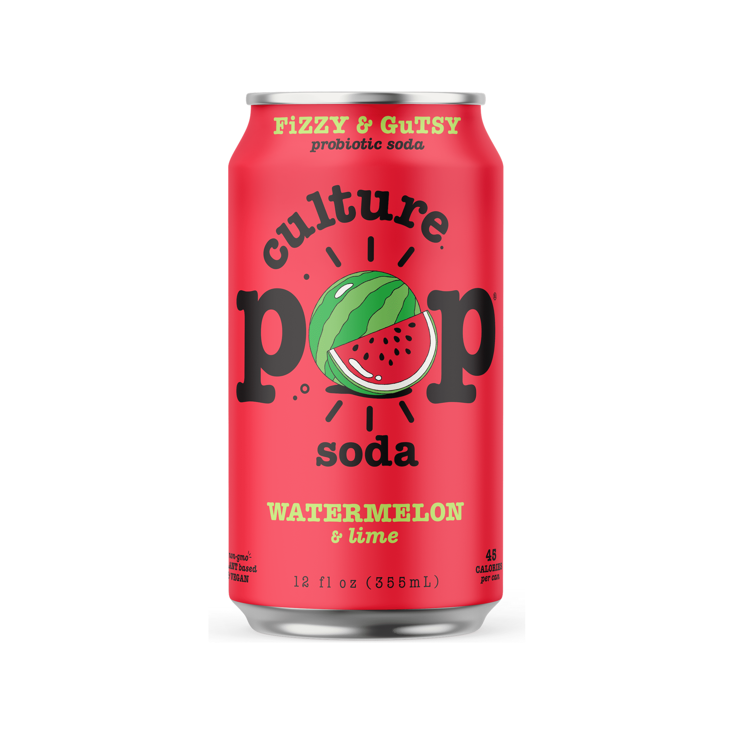 Watermelon Sparkling Probiotic Soda by Culture Pop, 12 oz Can - Culture Pop