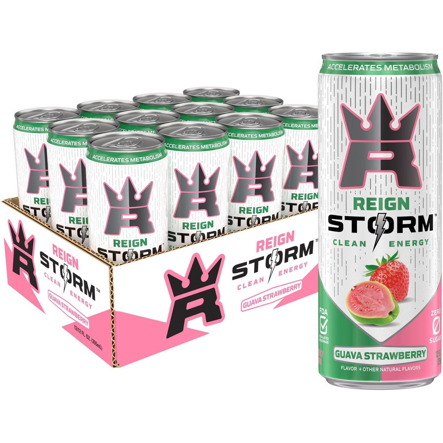 REIGN Guava Strawberry Energy Boost, 12 Oz Can