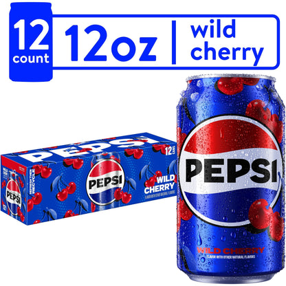 Pepsi Wild Cherry Soda – Bold Cherry Flavor, 12 oz Cans, 12-Pack Refreshment