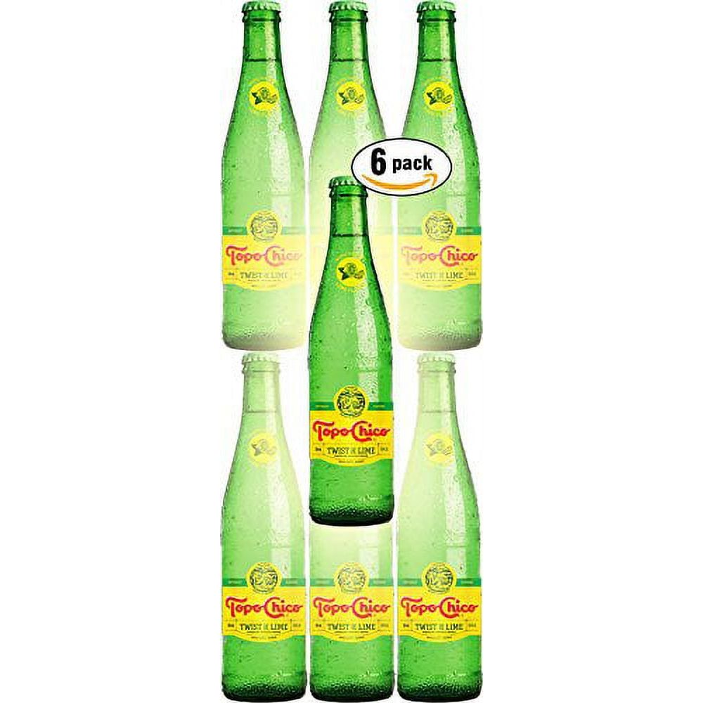 Topo Chico Lime Infused Sparkling Water, 12oz Glass Bottles - 6 Pack