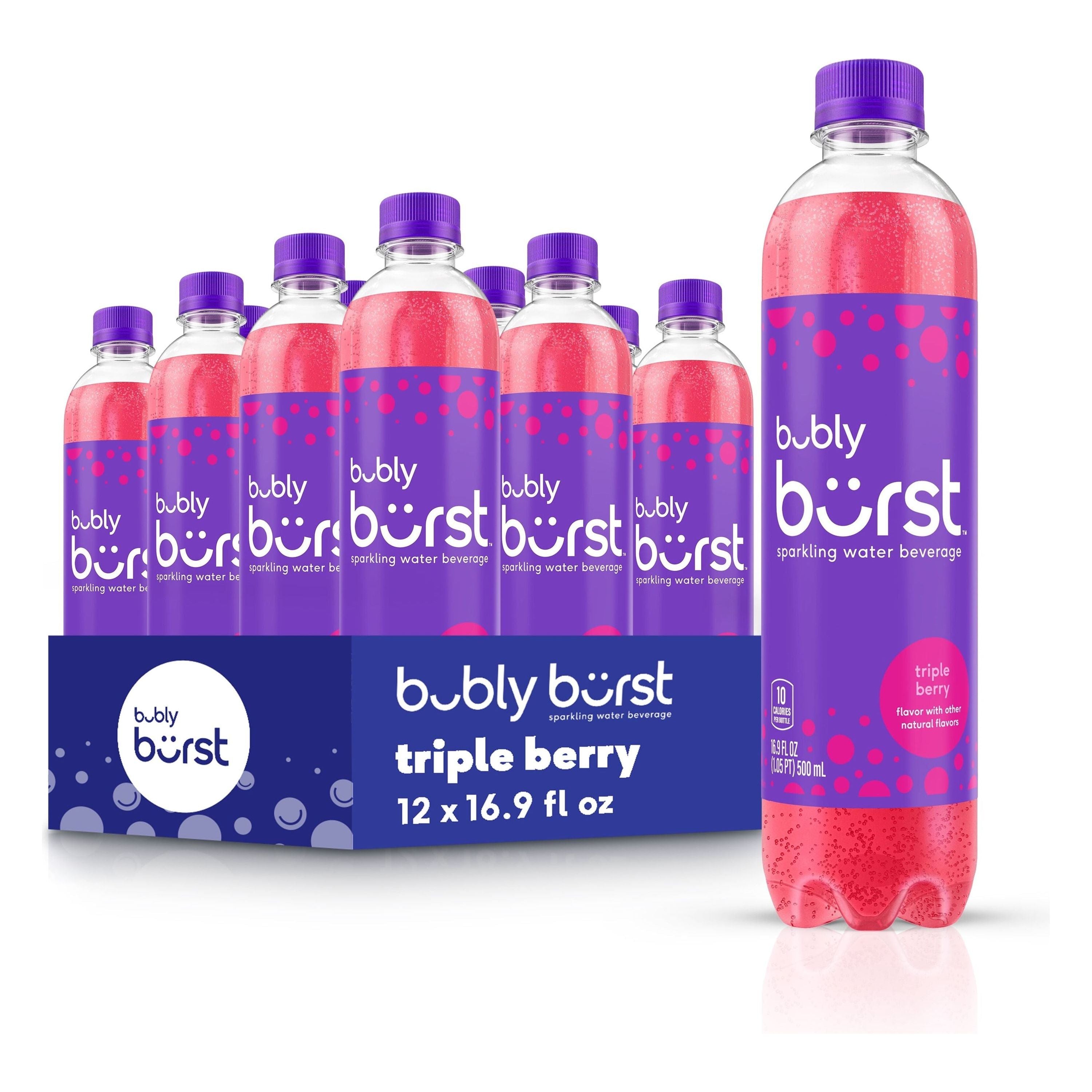 Bubly Burst Triple Berry Sparkling Water, 12 Pack of 16.9 fl oz Bottles - Bubly