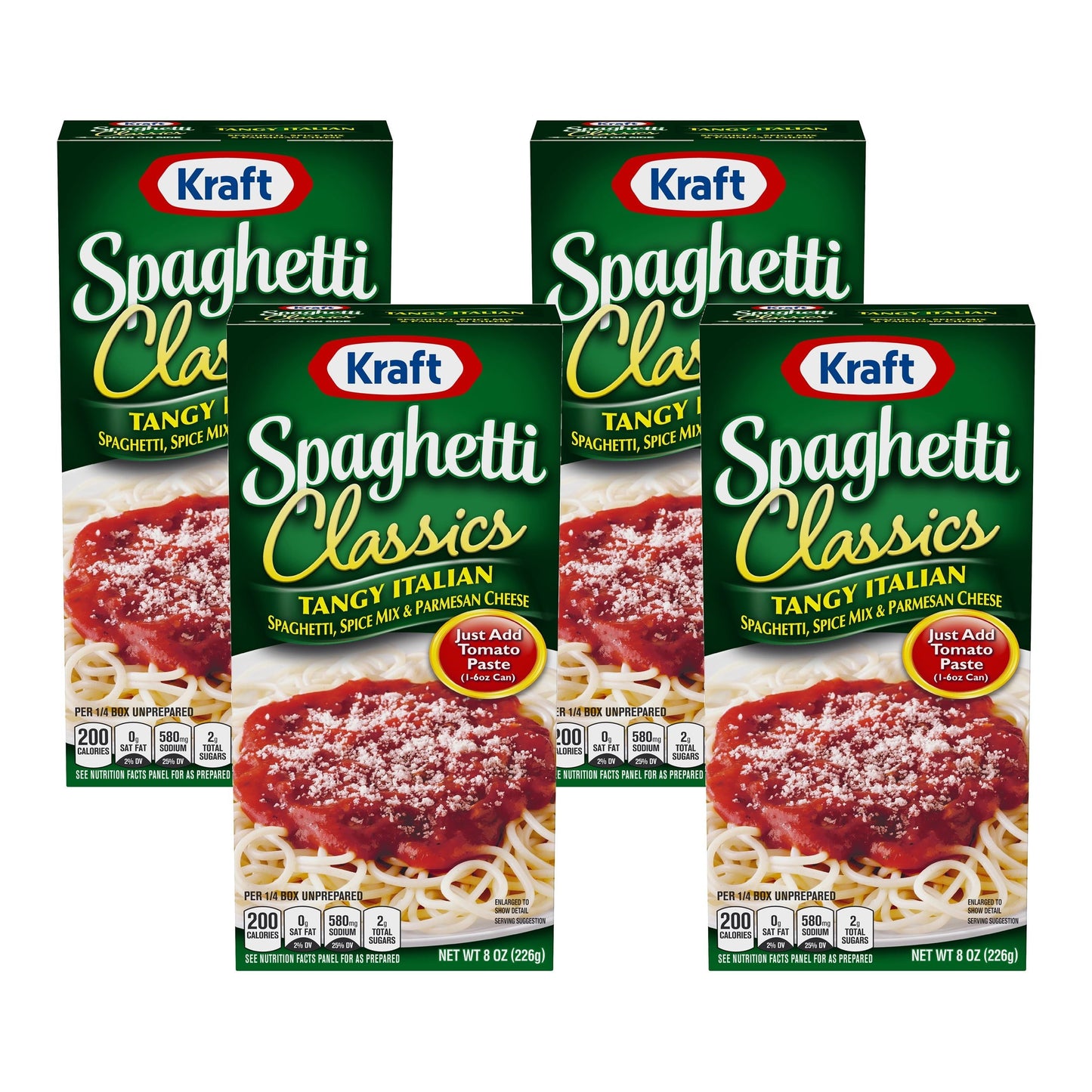 Kraft Tangy Italian Spaghetti Classics, 8 oz - Family Pack of 4