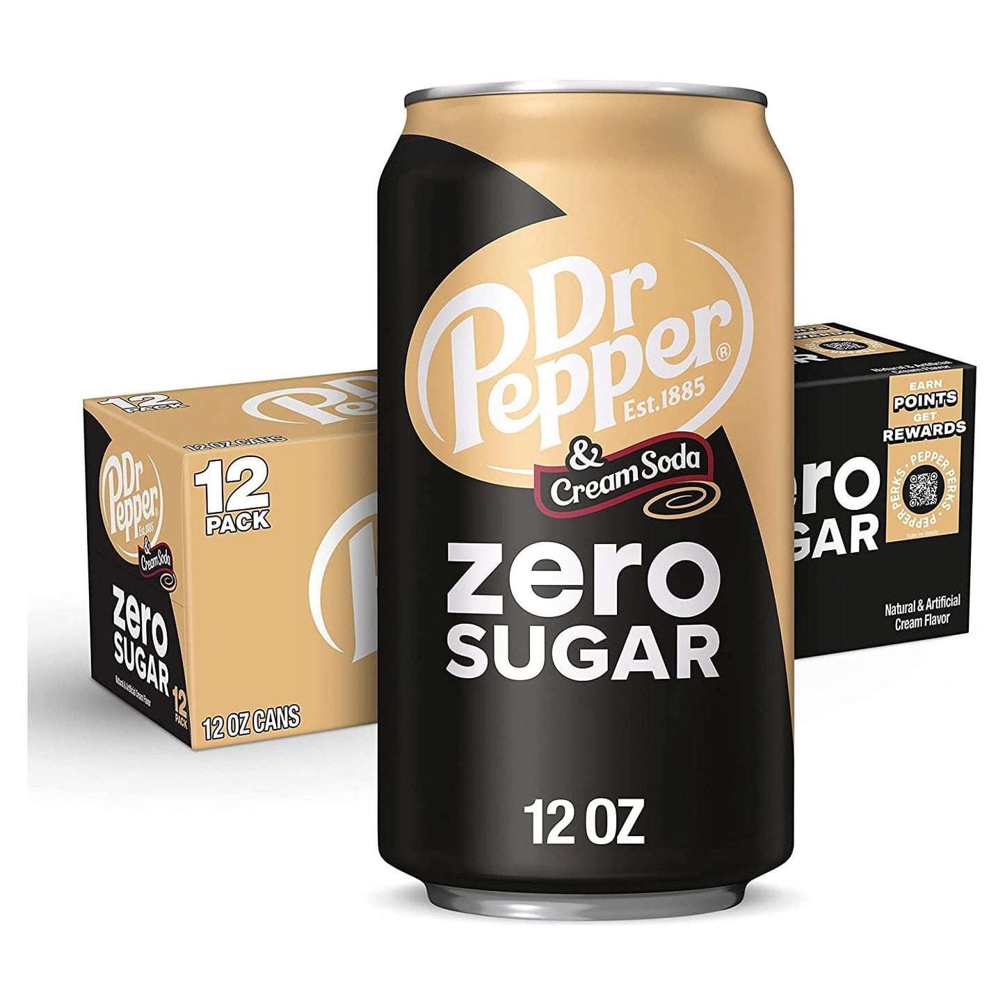 Dr Pepper Cream Soda Zero Sugar Variety Pack, 12 Cans - Sugar-Free Refreshment