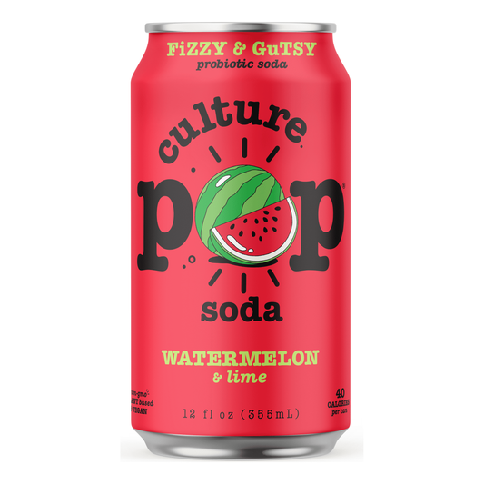 Culture Pop Watermelon Lime Probiotic Sparkling Soda - 12 Pack of 12 oz Cans